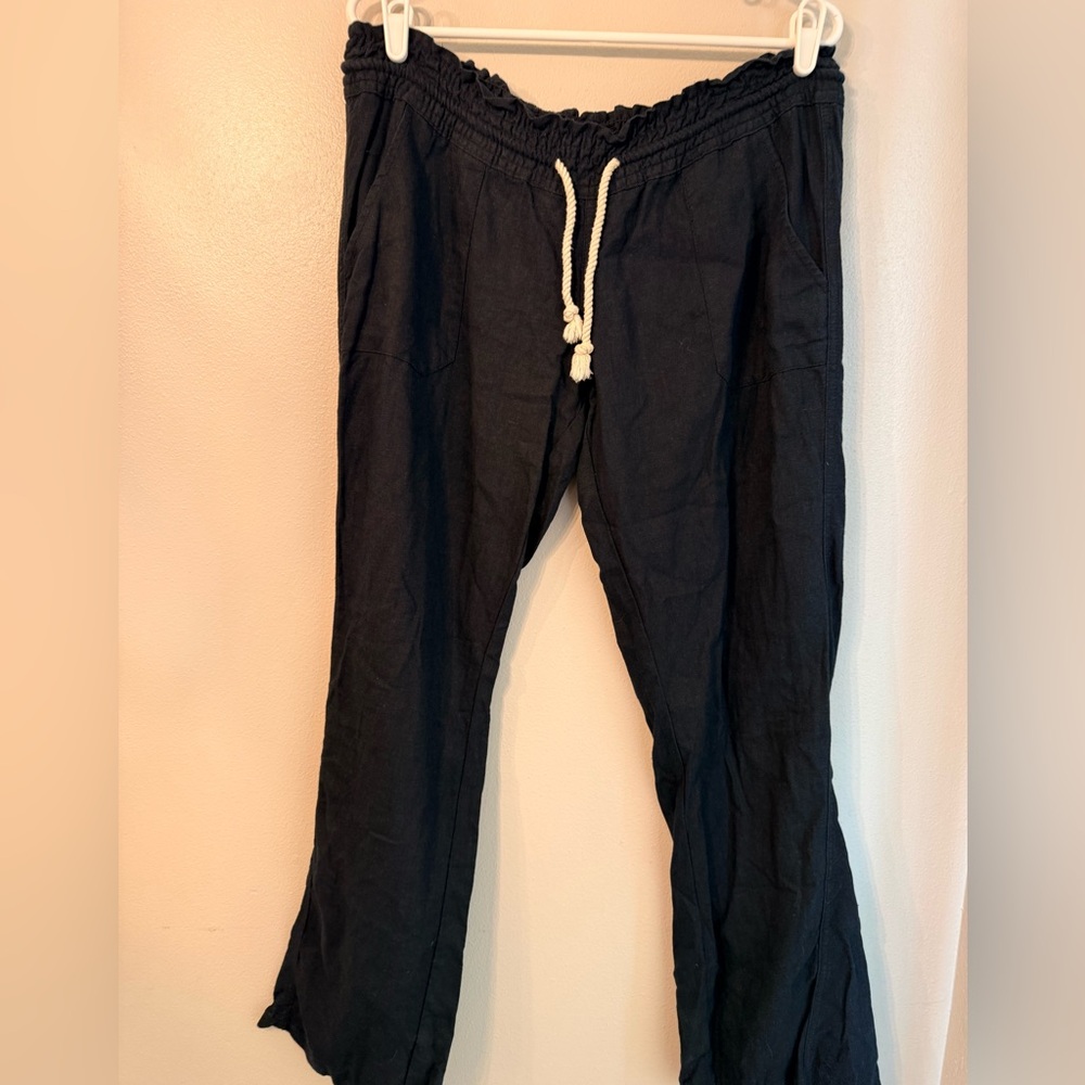 Roxy Black Linen Baggy Pants